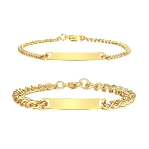 Personalized Couples Engraved Bracelet Set