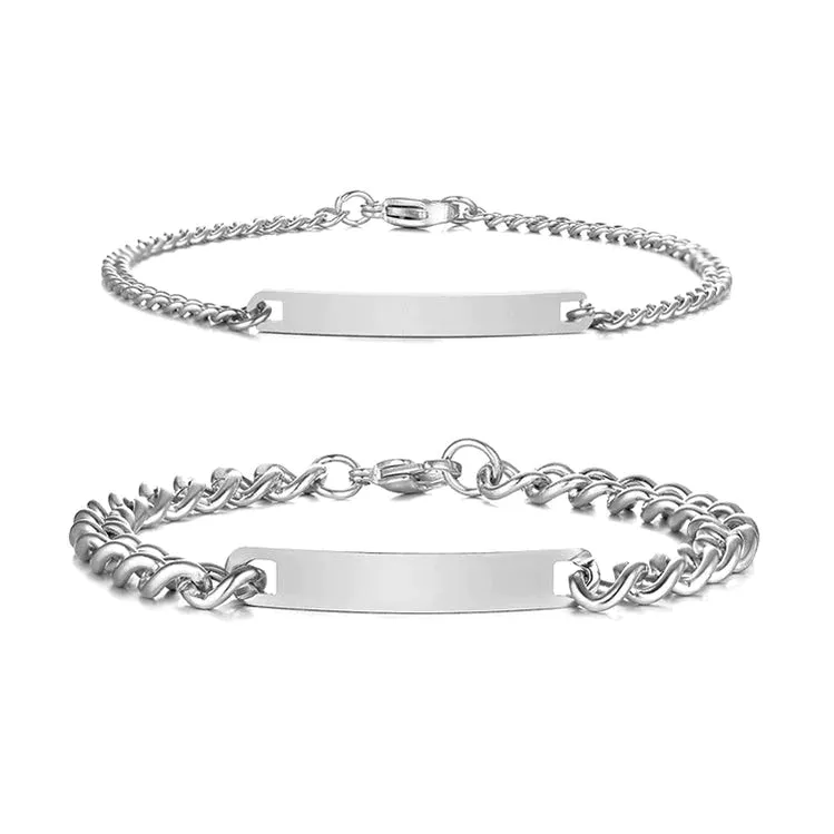 Personalized Couples Engraved Bracelet Set