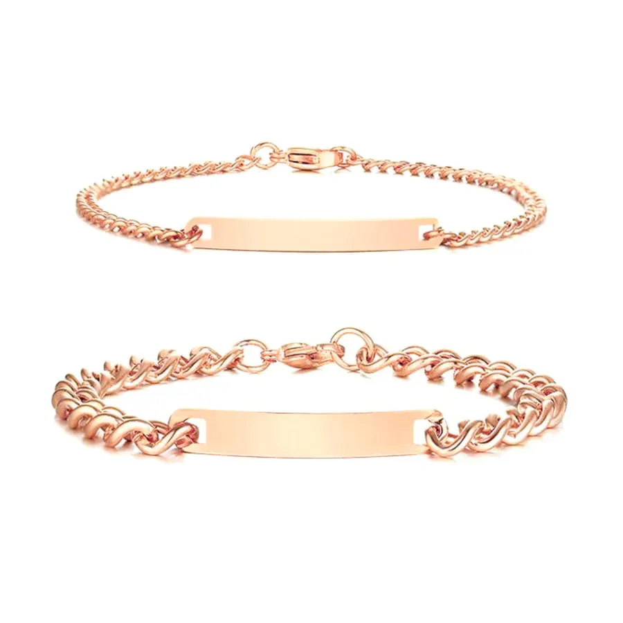 Personalized Couples Engraved Bracelet Set