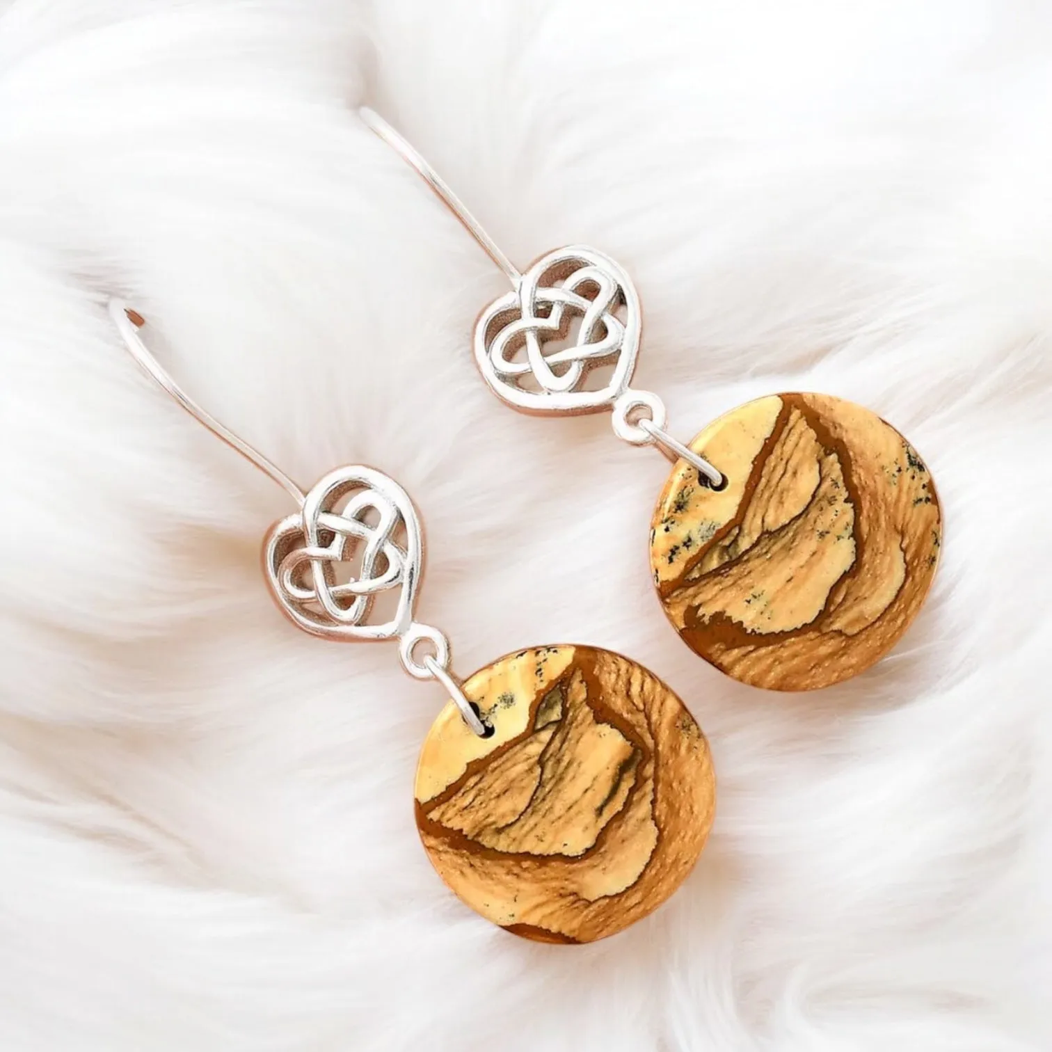 Picture Jasper Solid 925 Sterling Silver Earrings