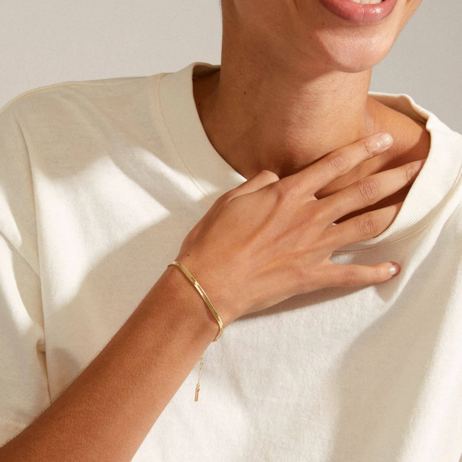 Pilgrim Joanna Gold Flat Snake Chain Bracelet