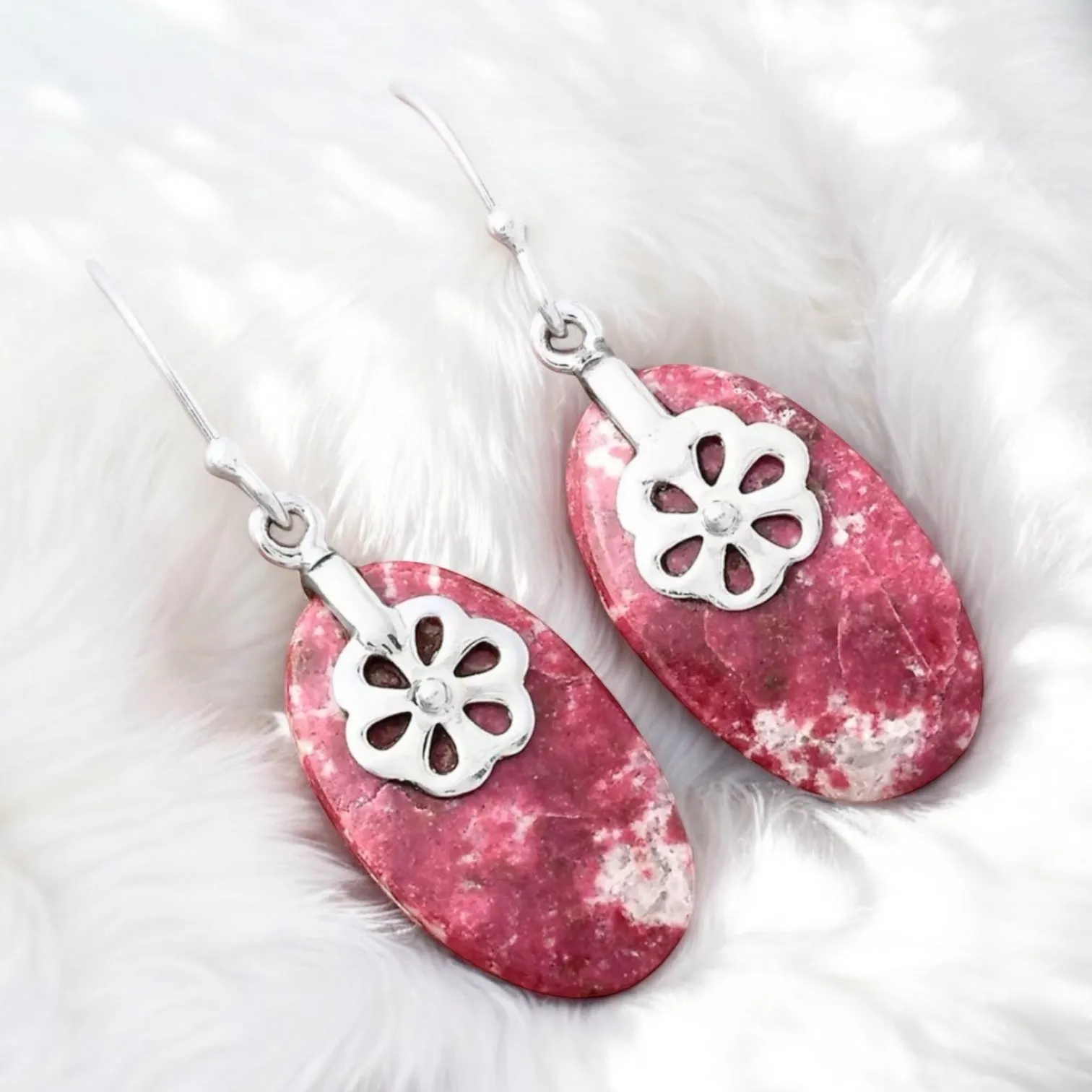 Pink Thulite Solid 925 Sterling Silver Earrings