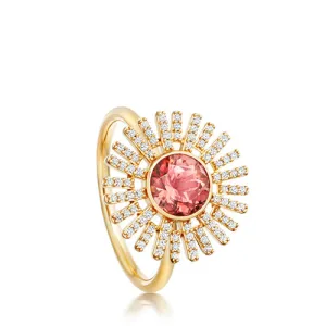 Pink Tourmaline Setting Sun Ring