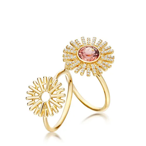 Pink Tourmaline Setting Sun Ring