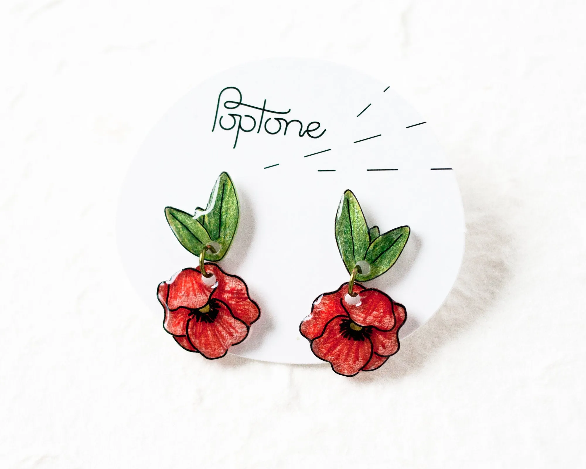Poppy Flower Drop Earrings