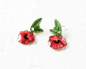 Poppy Flower Drop Earrings