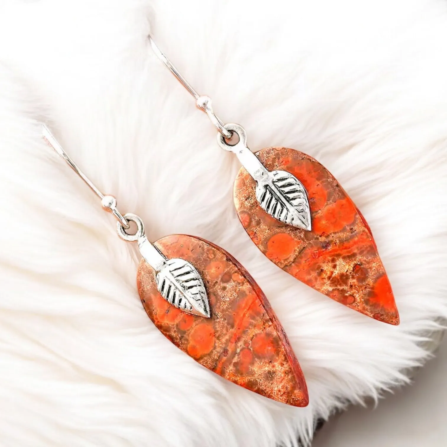 Poppy Jasper Solid 925 Sterling Silver Earrings