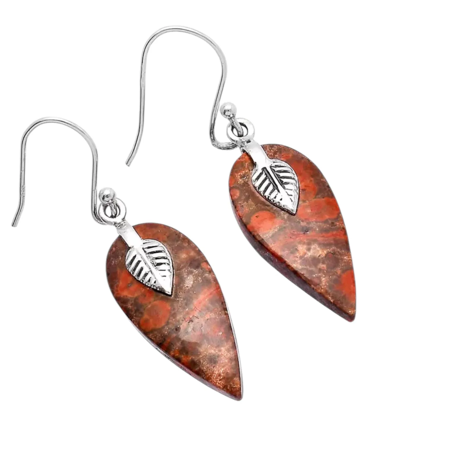 Poppy Jasper Solid 925 Sterling Silver Earrings