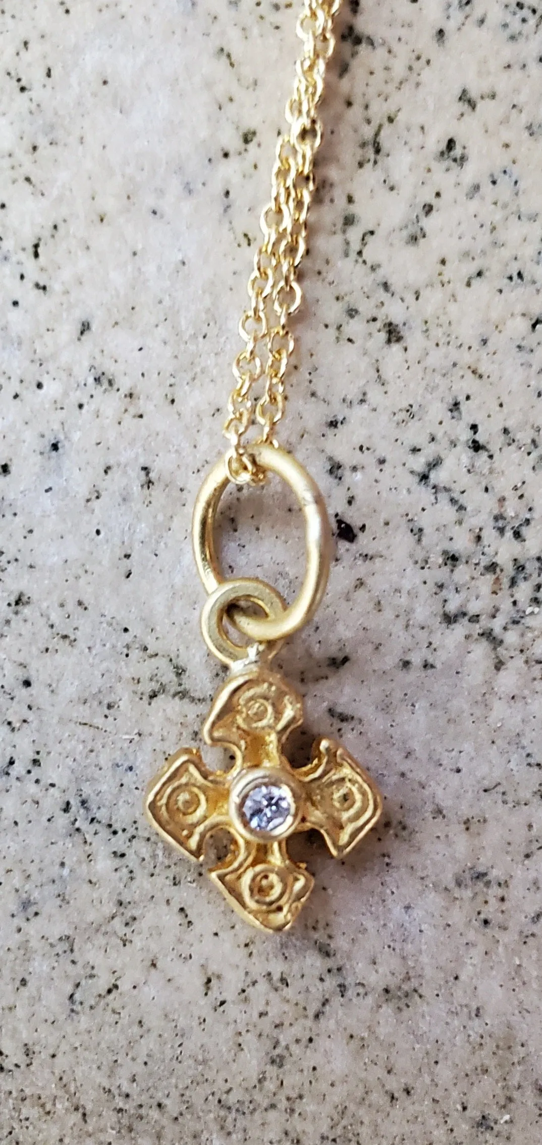 Prehistoric Works 24K Gold Pontus Cross w/Diamond