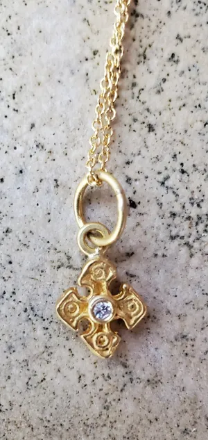Prehistoric Works 24K Gold Pontus Cross w/Diamond