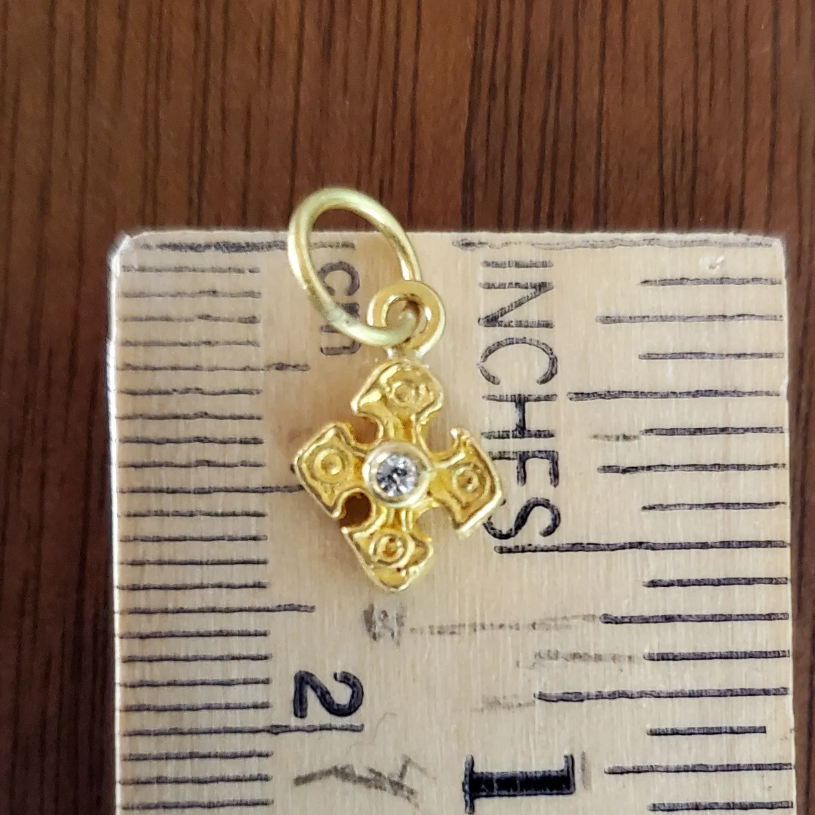 Prehistoric Works 24K Gold Pontus Cross w/Diamond