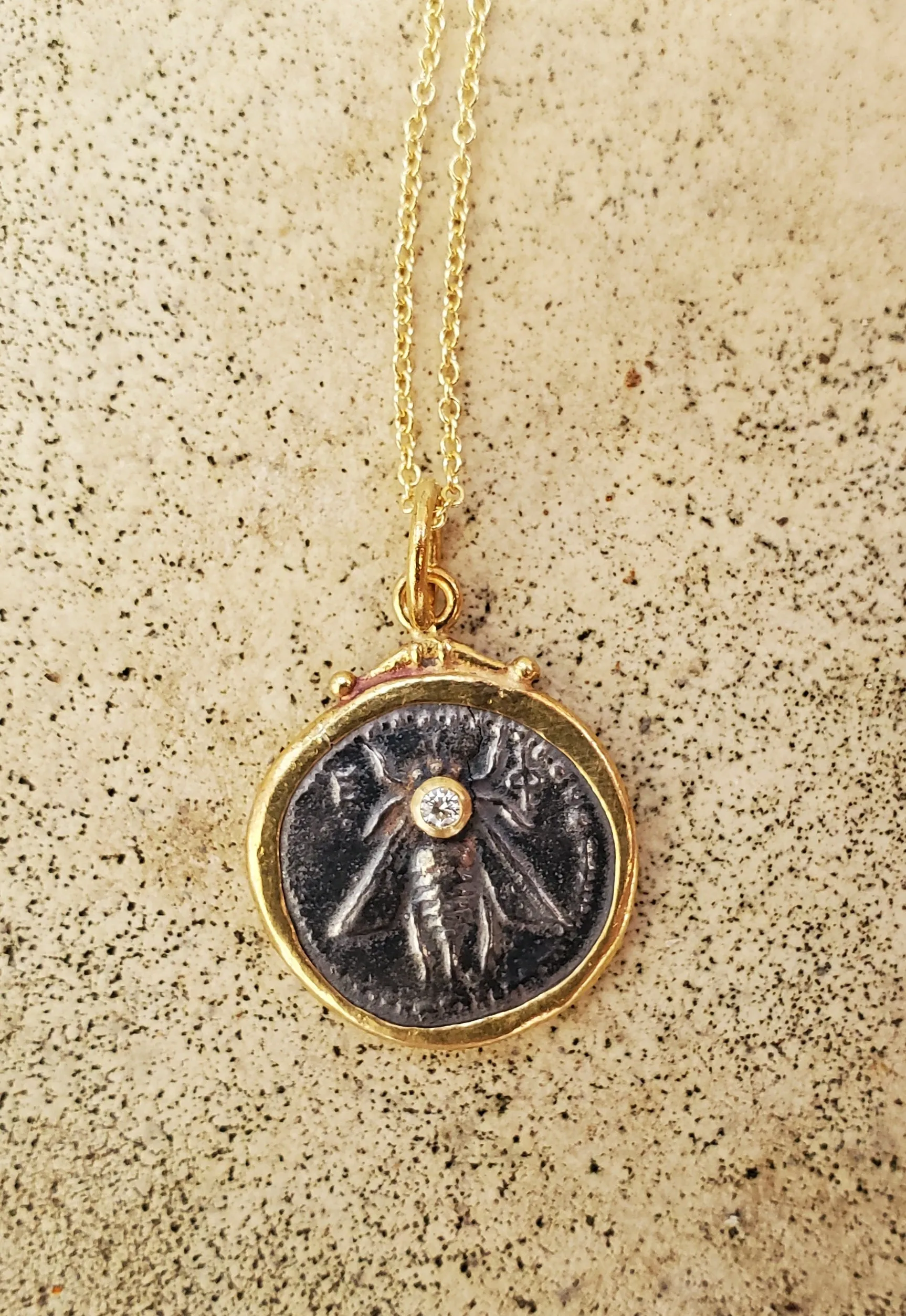 Prehistoric Works Sterling Silver & 24K gold Queen Bee Tetra Drachm Pendant