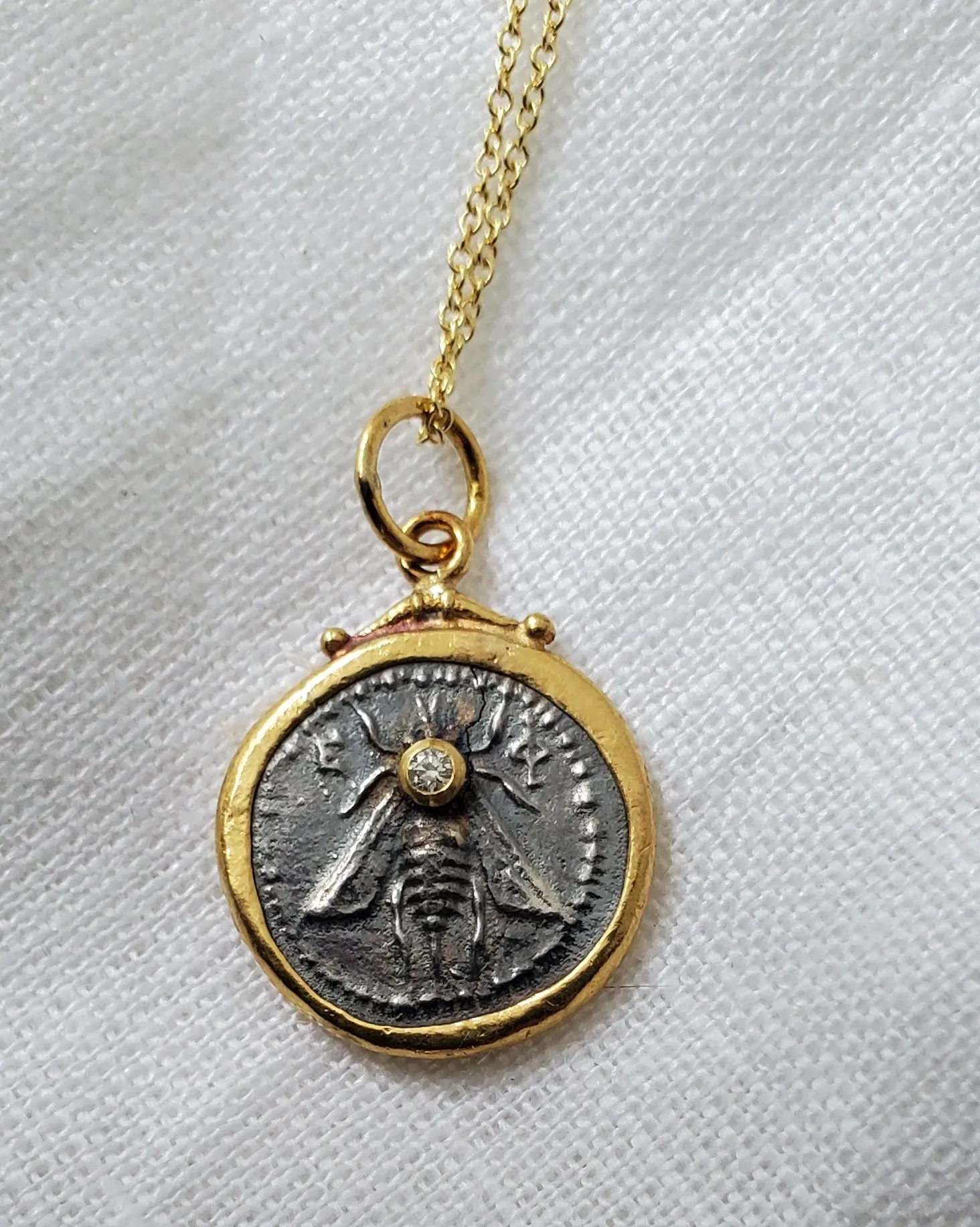 Prehistoric Works Sterling Silver & 24K gold Queen Bee Tetra Drachm Pendant