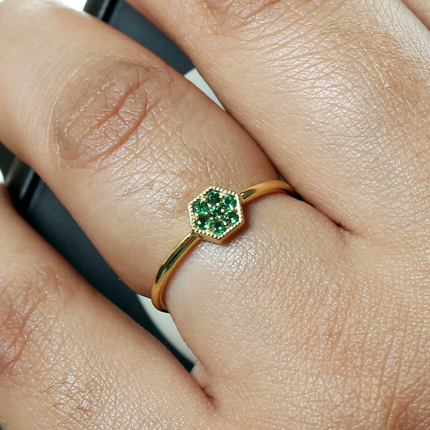Prong Tsavorite Gemstone In 14k Yellow Gold Designer Ring