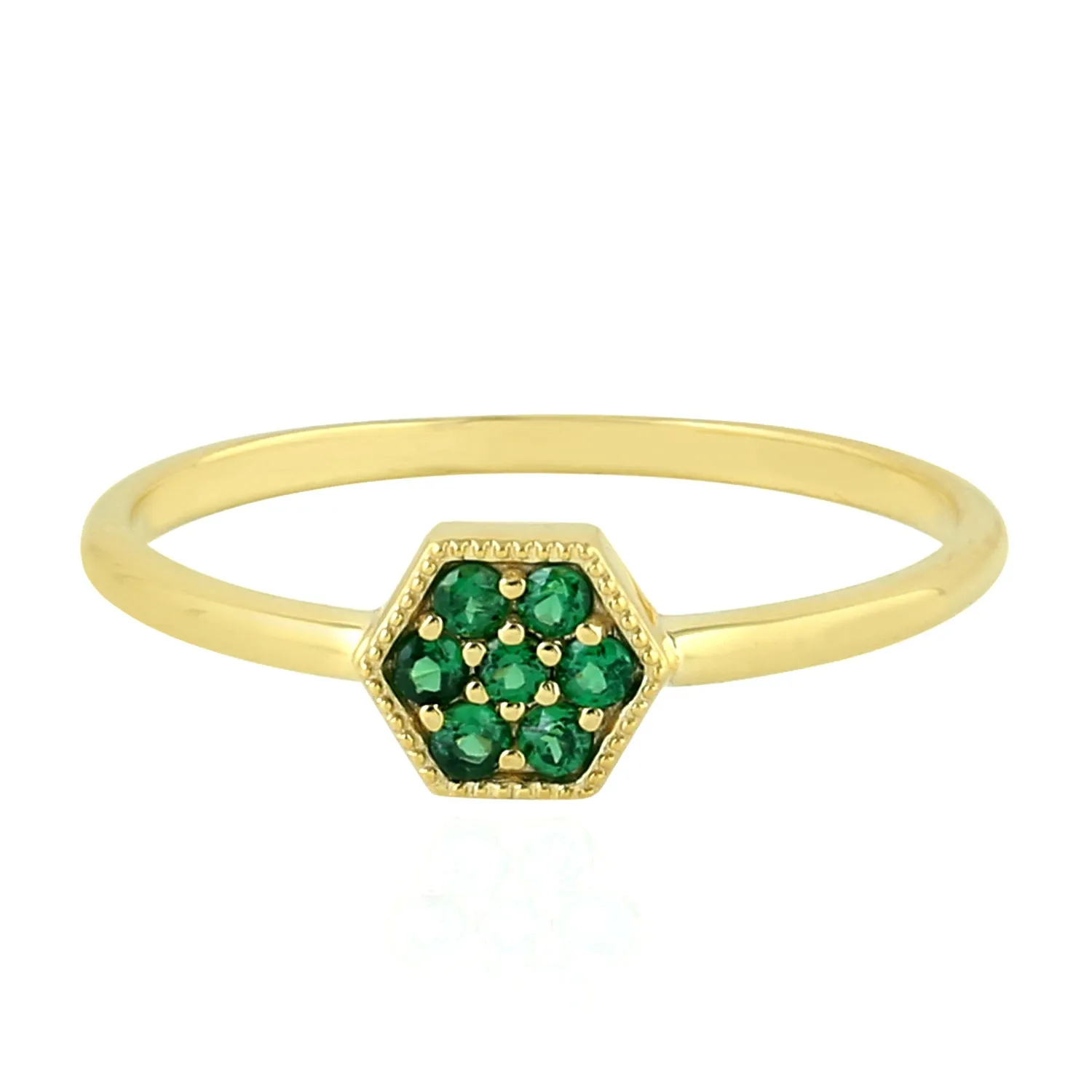 Prong Tsavorite Gemstone In 14k Yellow Gold Designer Ring