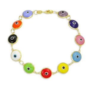 Protection Good Luck Amulet Multicolor Evil Eye Bead  Strand Bracelet 7-7.5 Inch