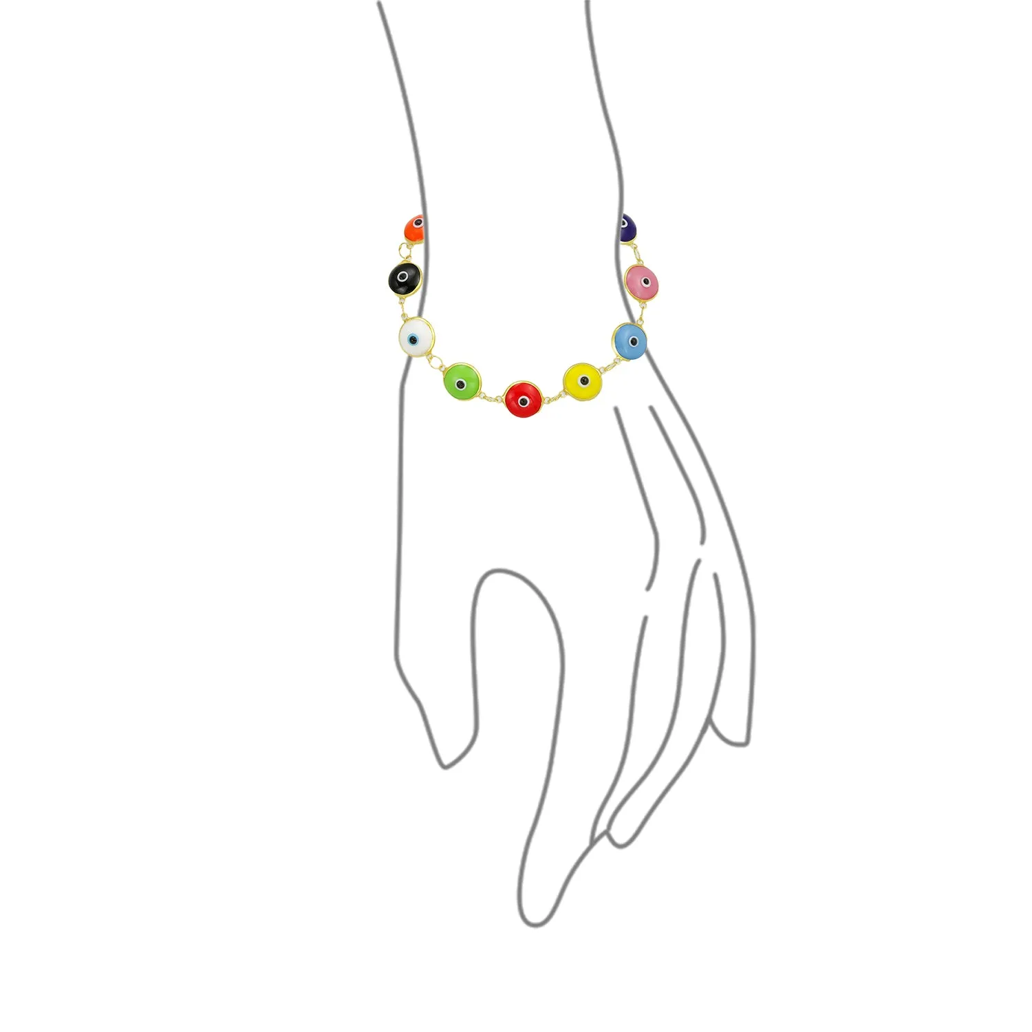 Protection Good Luck Amulet Multicolor Evil Eye Bead  Strand Bracelet 7-7.5 Inch