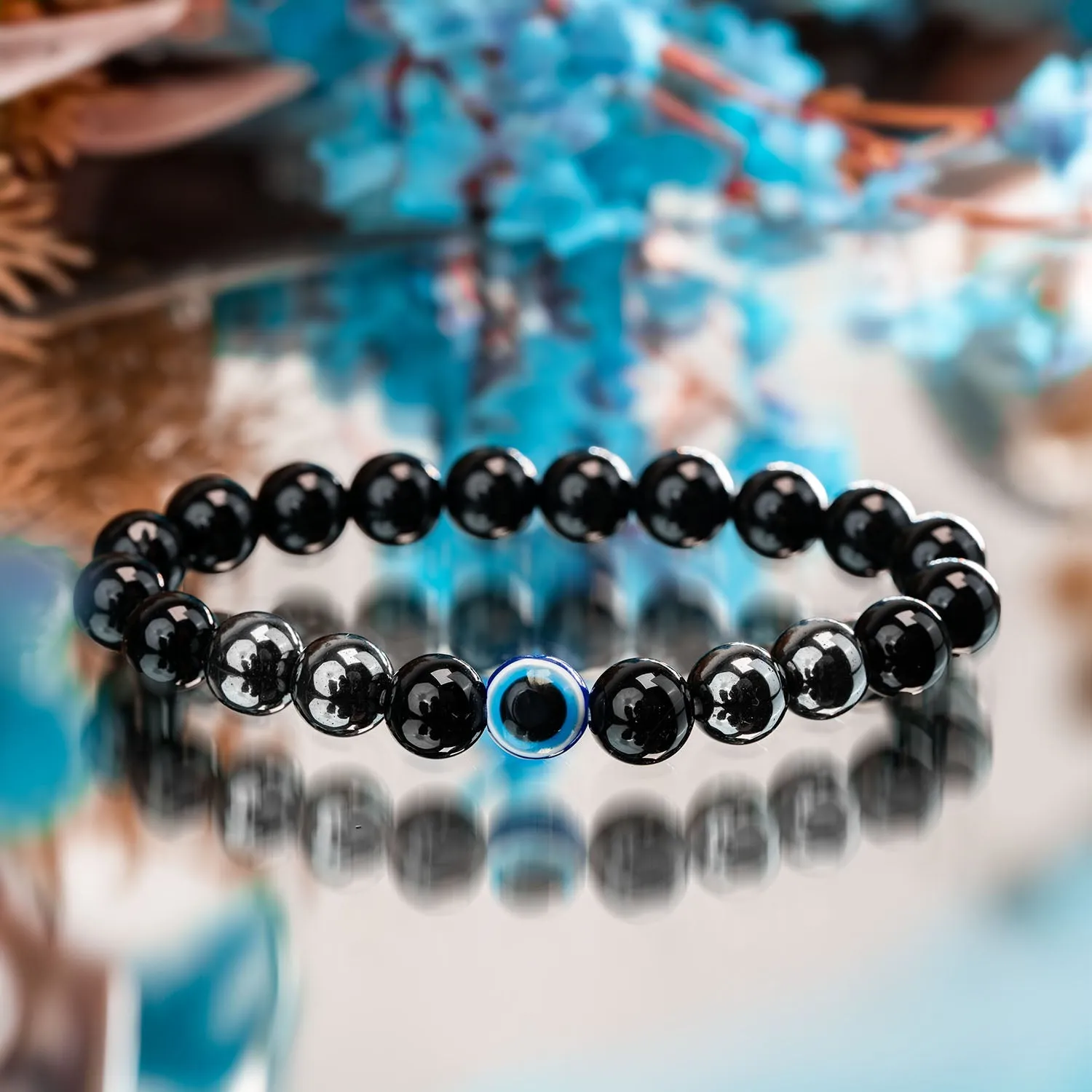 Protective Evil Eye Hematite Natural Stone Bracelet