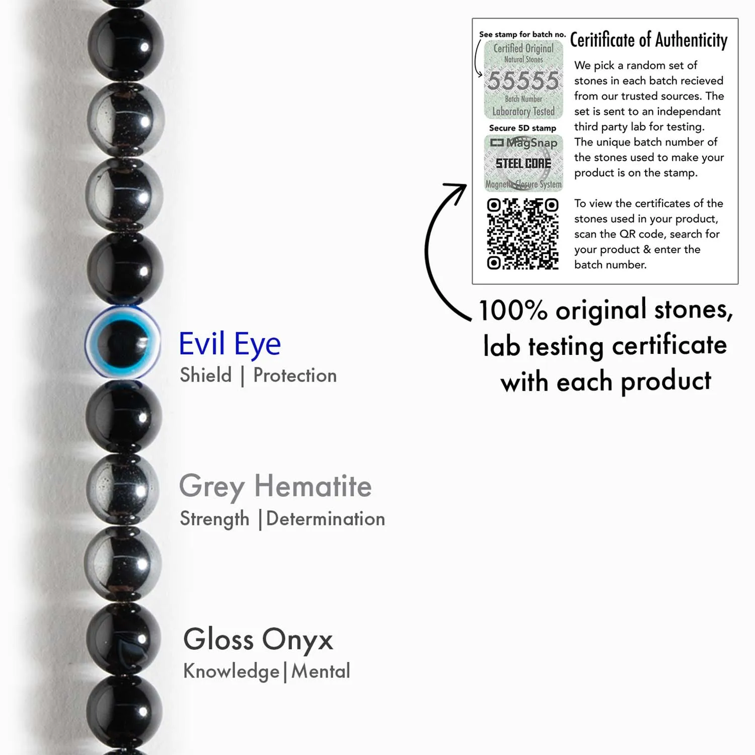 Protective Evil Eye Hematite Natural Stone Bracelet