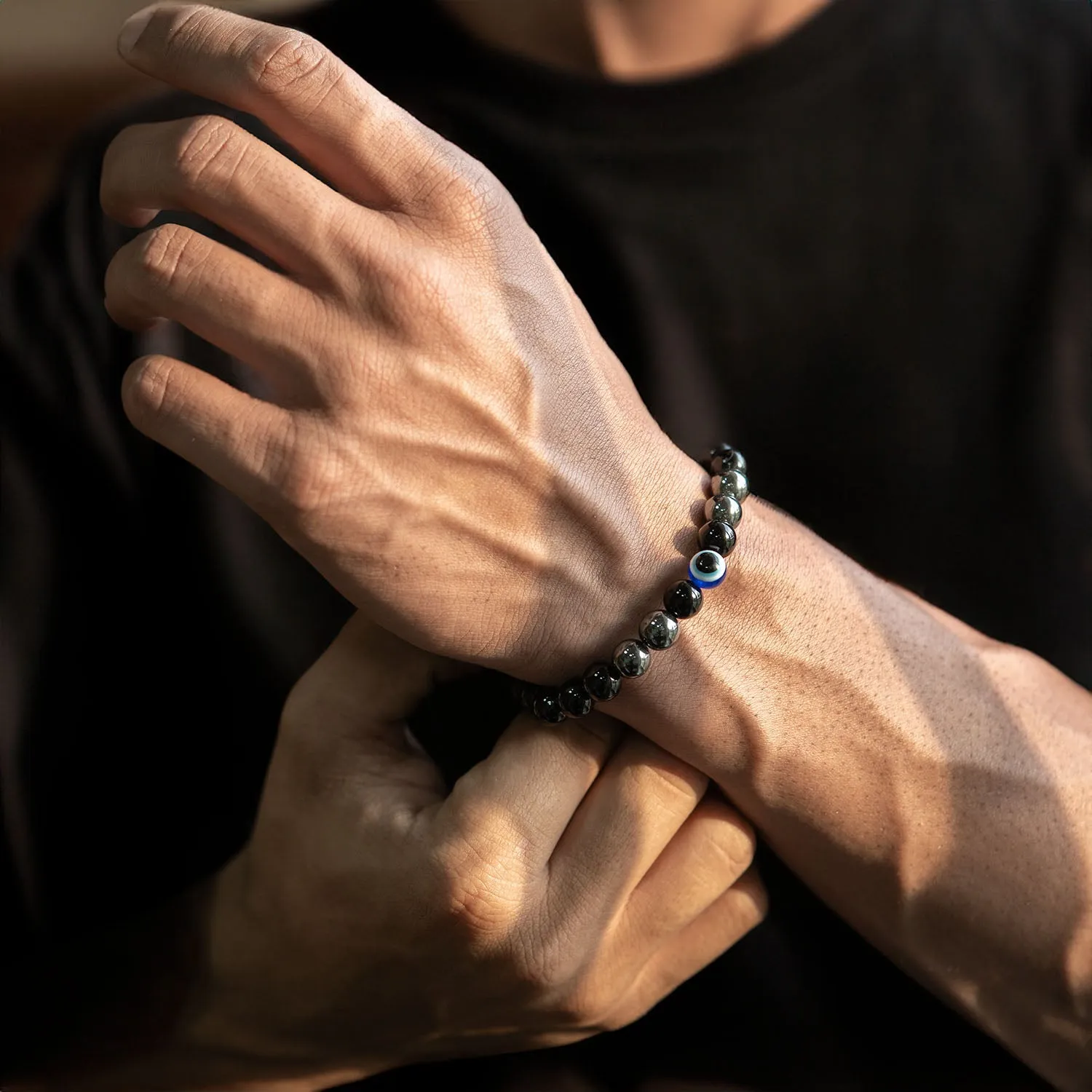 Protective Evil Eye Hematite Natural Stone Bracelet