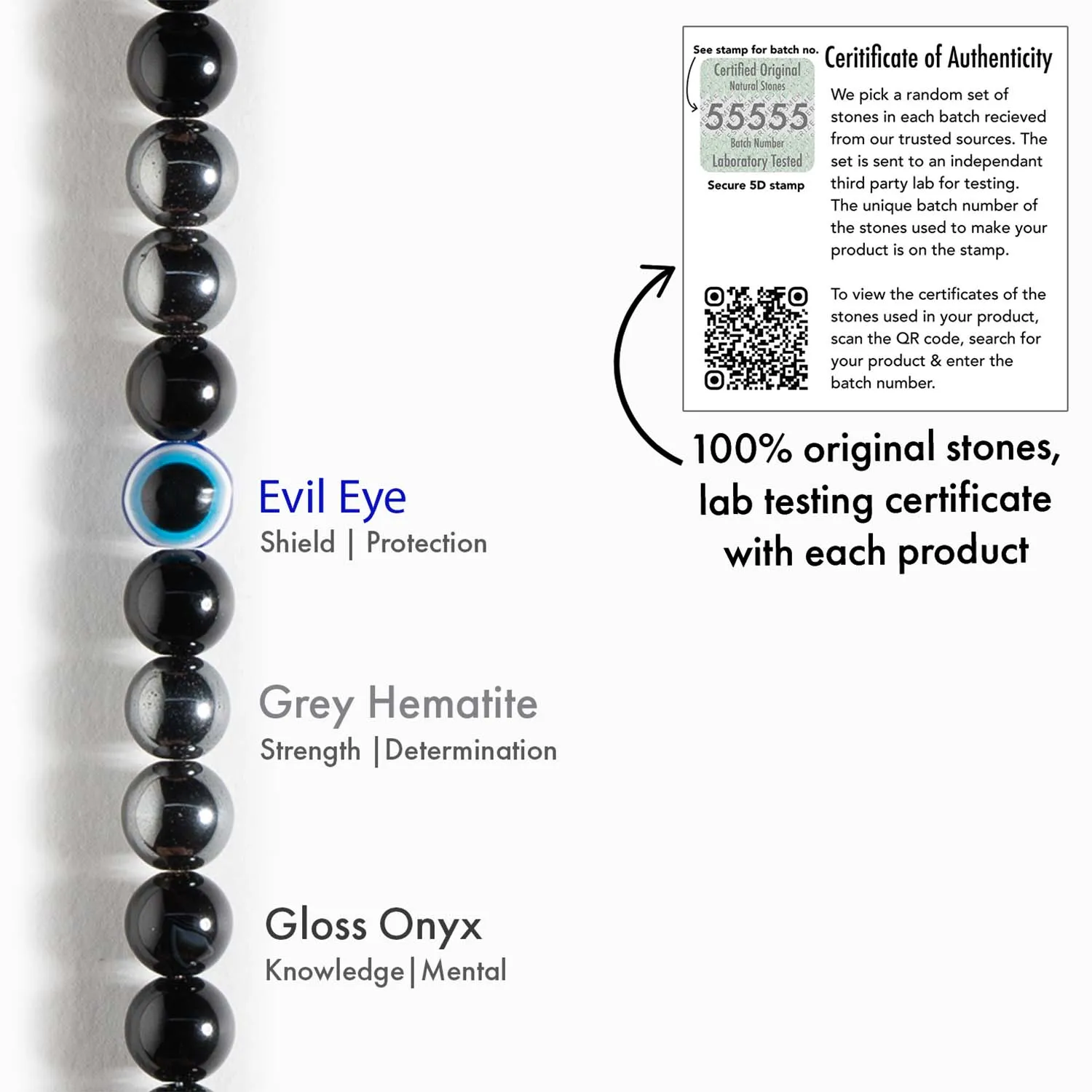 Protective Evil Eye Hematite Natural Stone Bracelet
