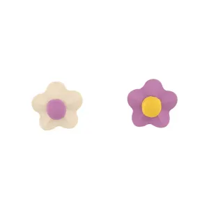 Purple & Yellow Flower Stud Earrings