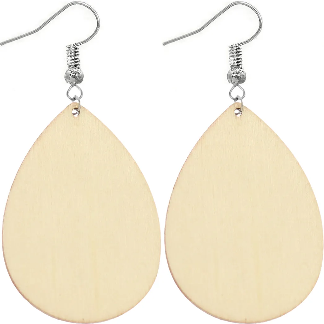 Purple Cheetah Print Wooden Teardrop Earrings