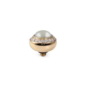 QUDO INTERCHANGEABLE TONDO DELUXE TOP 10MM - LIGHT GREY EUROPEAN CRYSTAL PEARL - GOLD PLATED