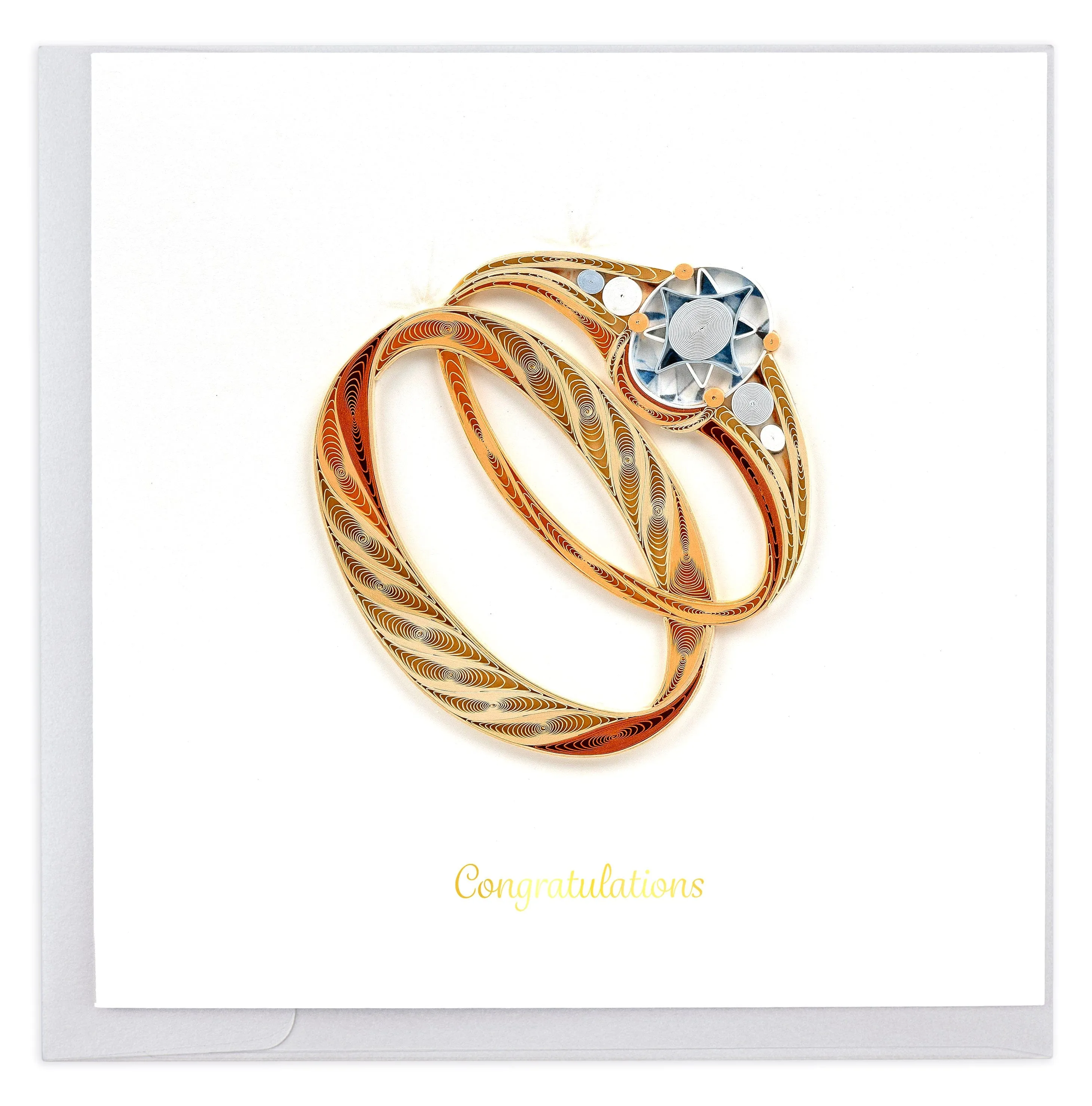 Quilled Gold Wedding Rings Greeting Card