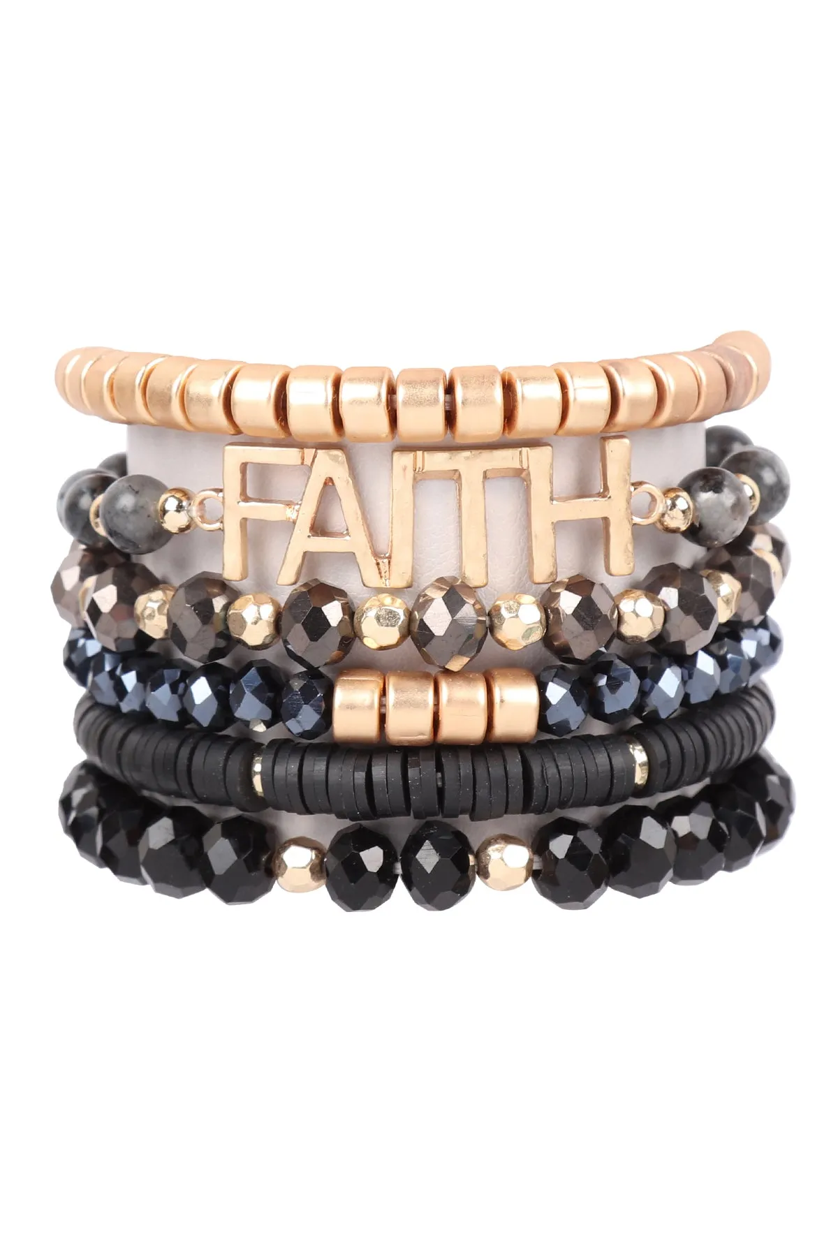 "FAITH" MIXED BEADS CHARM BRACELET