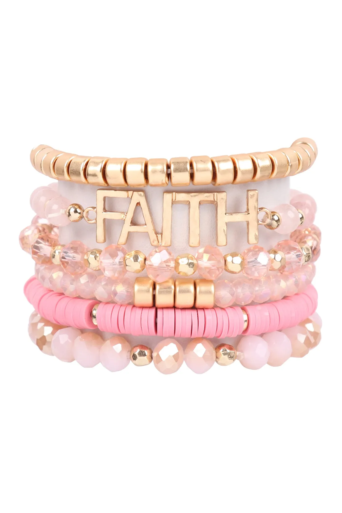 "FAITH" MIXED BEADS CHARM BRACELET