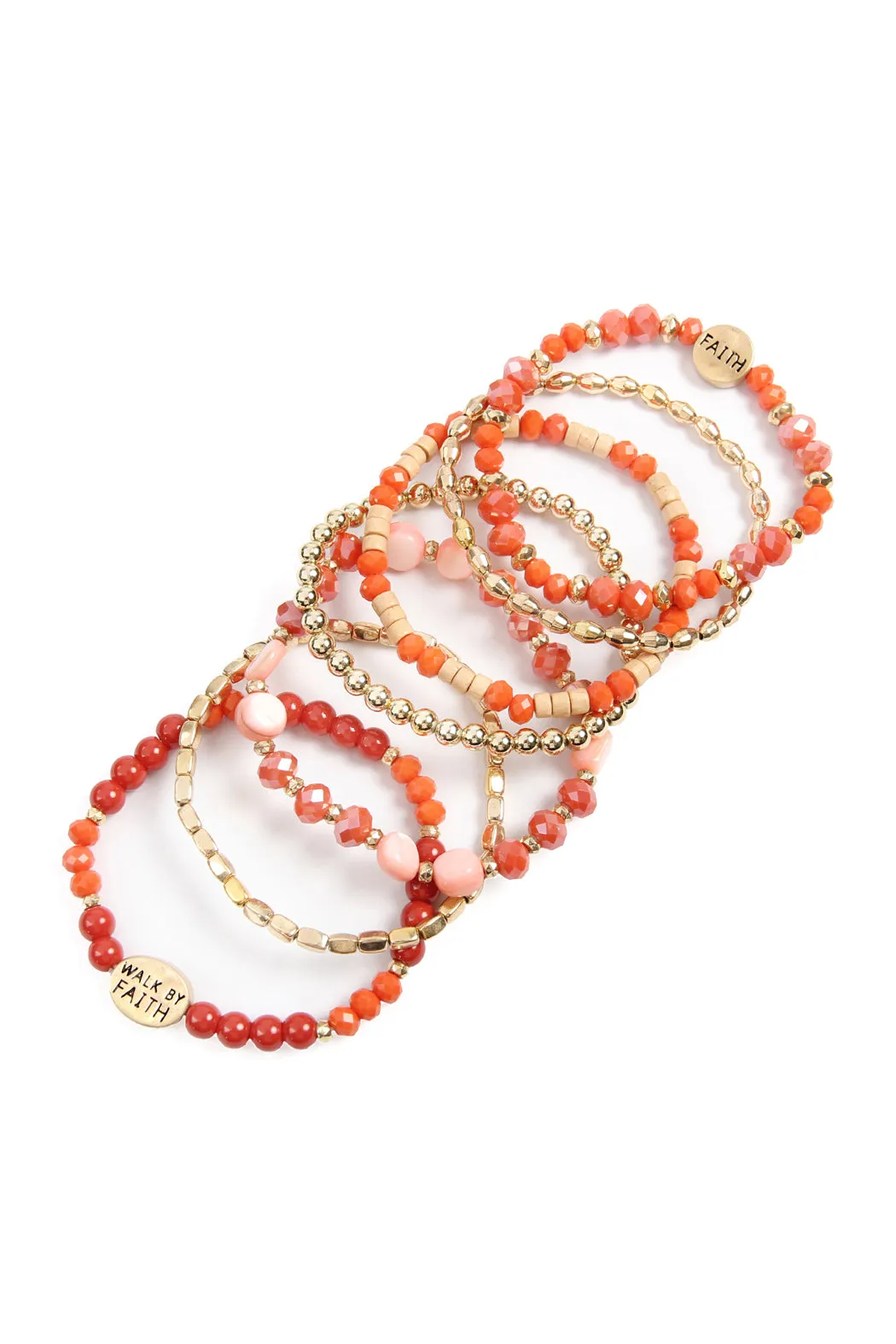 "WALK BY FAITH" CHARM MIX BEADS BRACELET