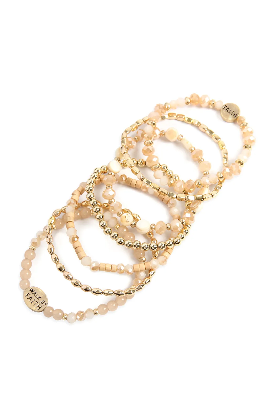 "WALK BY FAITH" CHARM MIX BEADS BRACELET