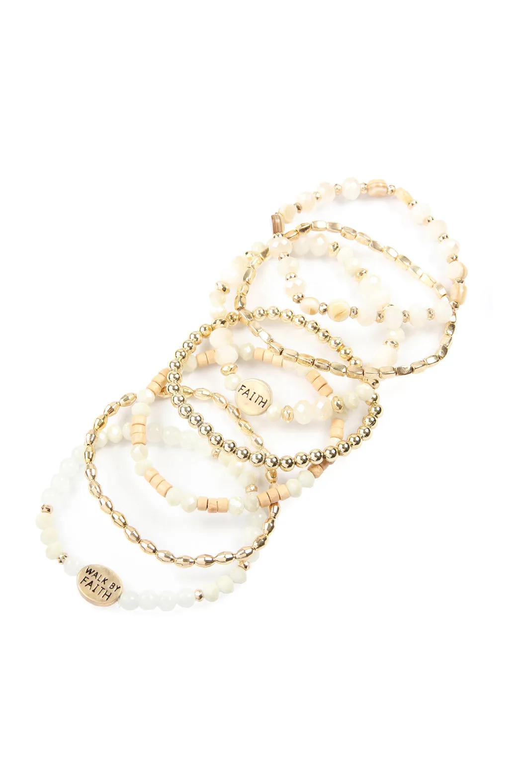 "WALK BY FAITH" CHARM MIX BEADS BRACELET