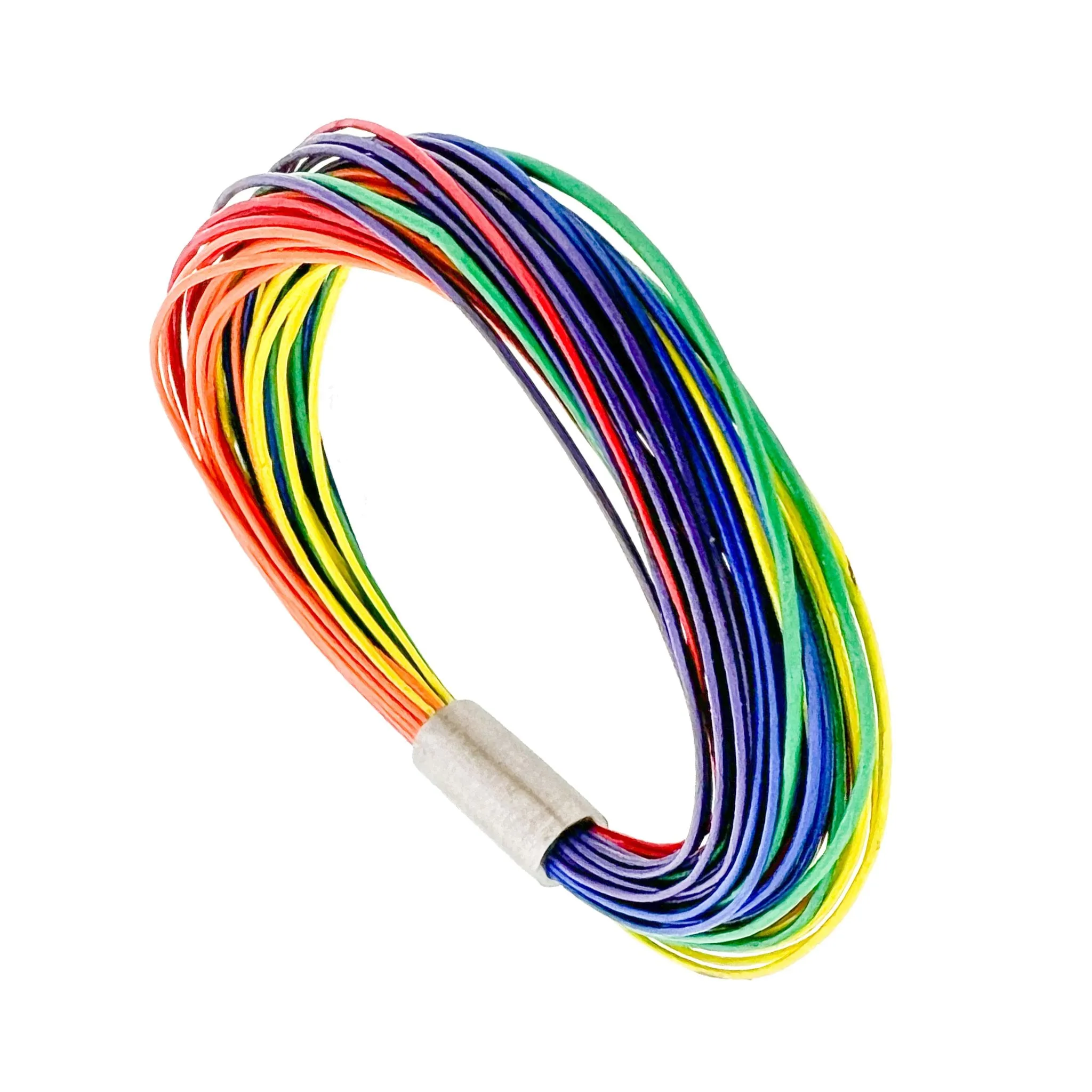 Rainbow Leather Bracelet - 8mm Titanium Lock