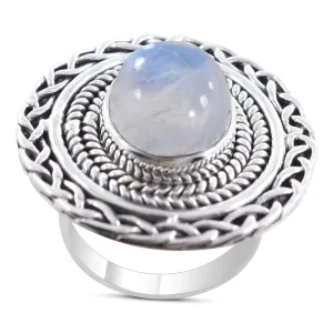 Rainbow Moonstone Sterling Silver Women Designer Rings