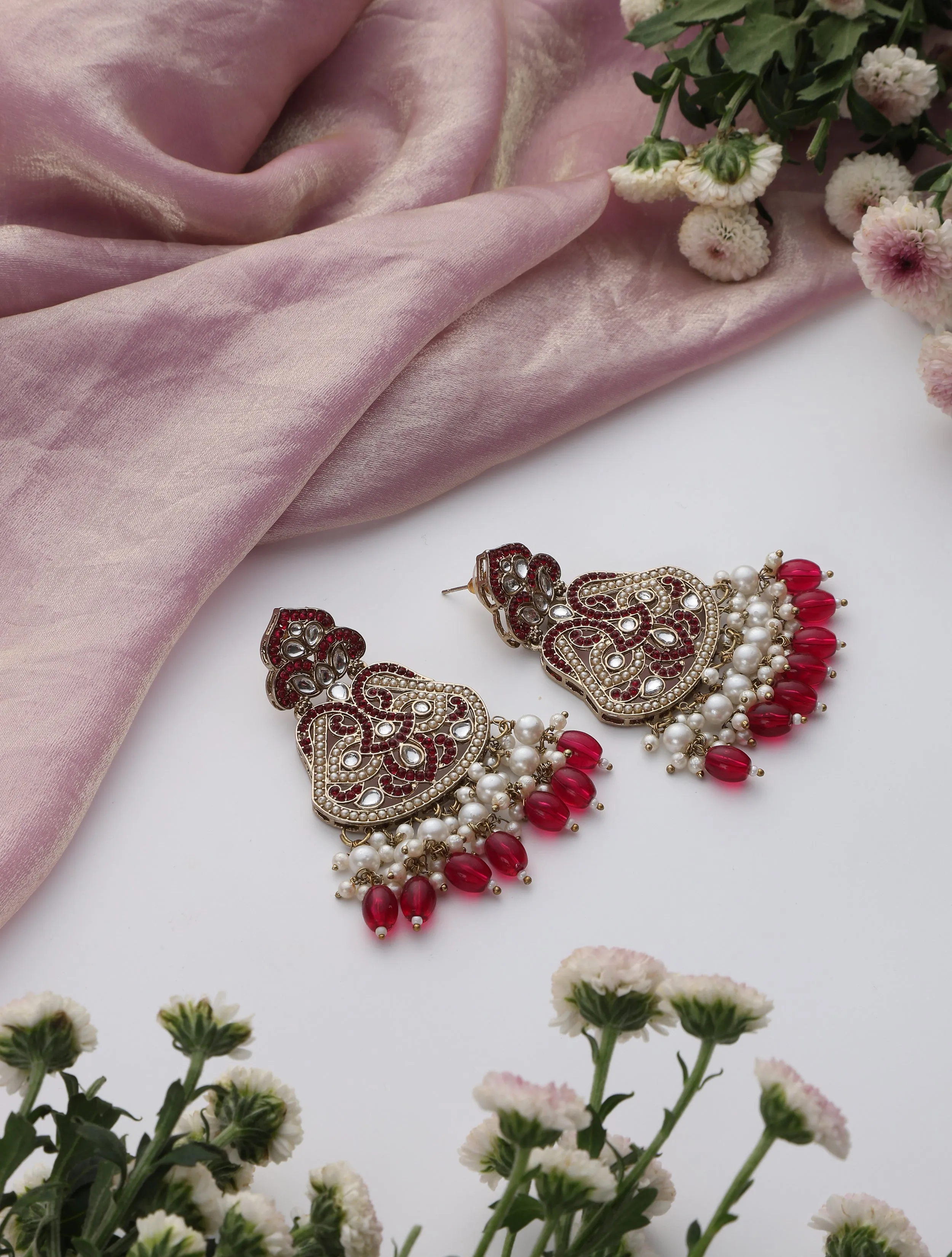 Rani Color Kundan Earrings