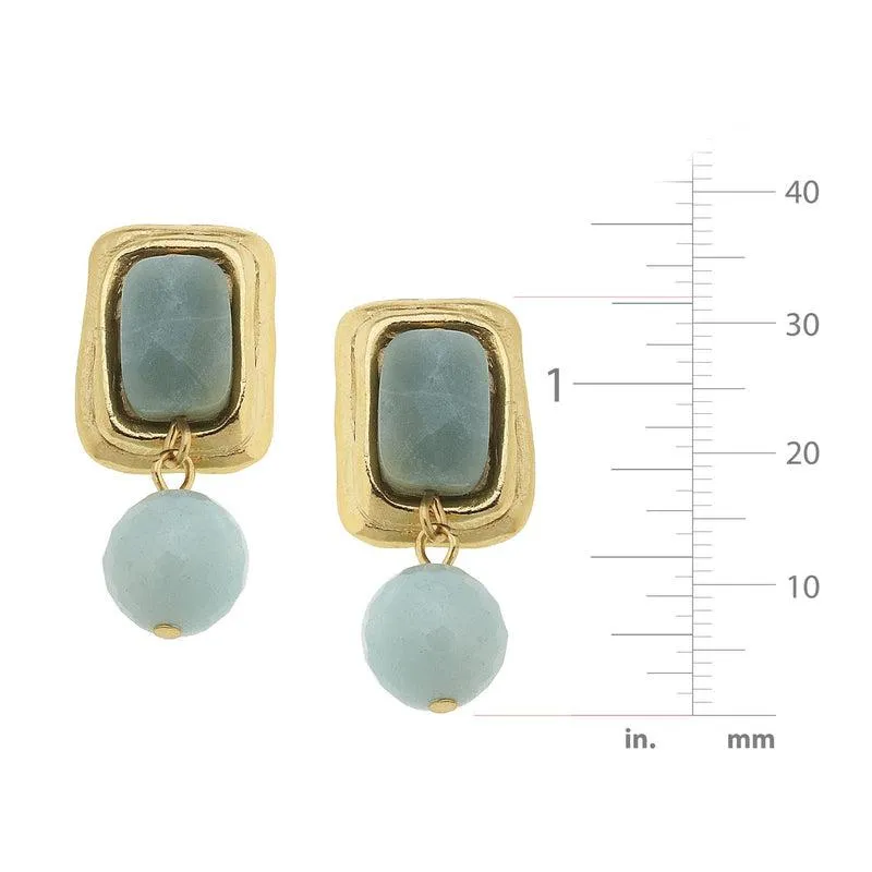 Rectangle Stone Drop Earrings