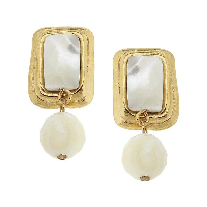 Rectangle Stone Drop Earrings