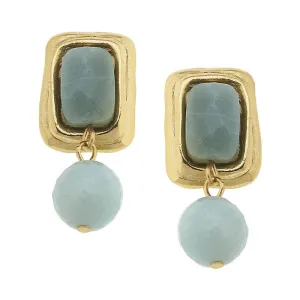 Rectangle Stone Drop Earrings