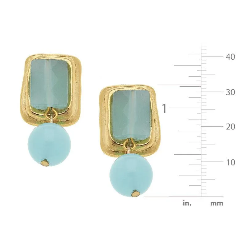 Rectangle Stone Drop Earrings