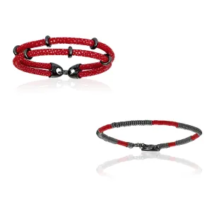 Red Bracelets with Black PVD Beads Gift Idea for Him