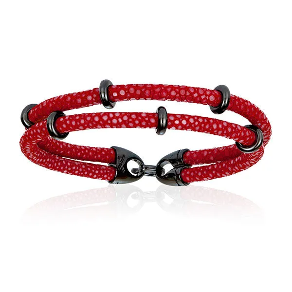 Red Bracelets with Black PVD Beads Gift Idea for Him
