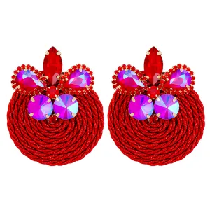 Red Cubic Zirconia & 18K Gold-Plated Butterfly Round Drop Earrings