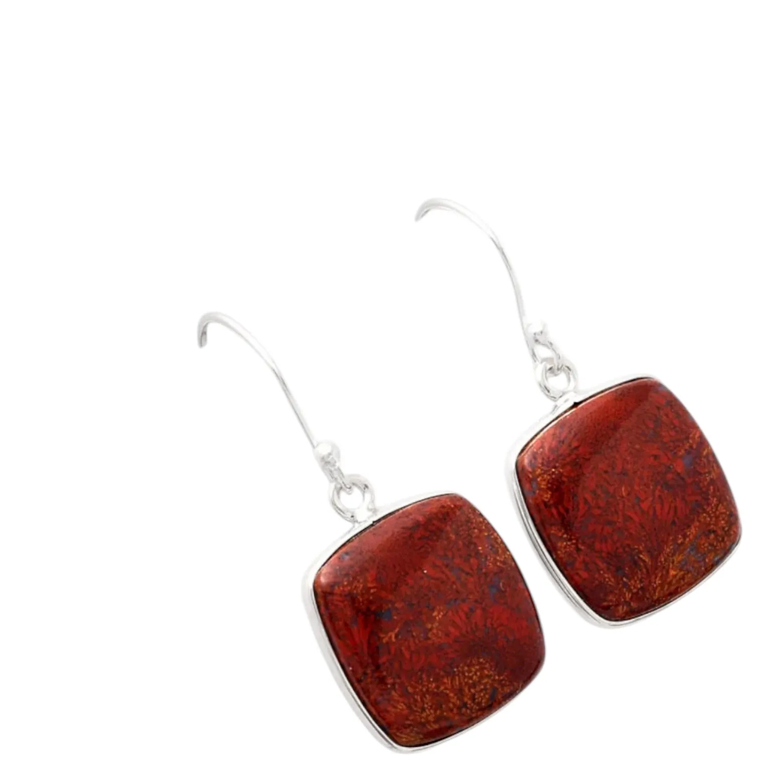 Red Moss Agate Solid 925 Sterling Silver Earrings