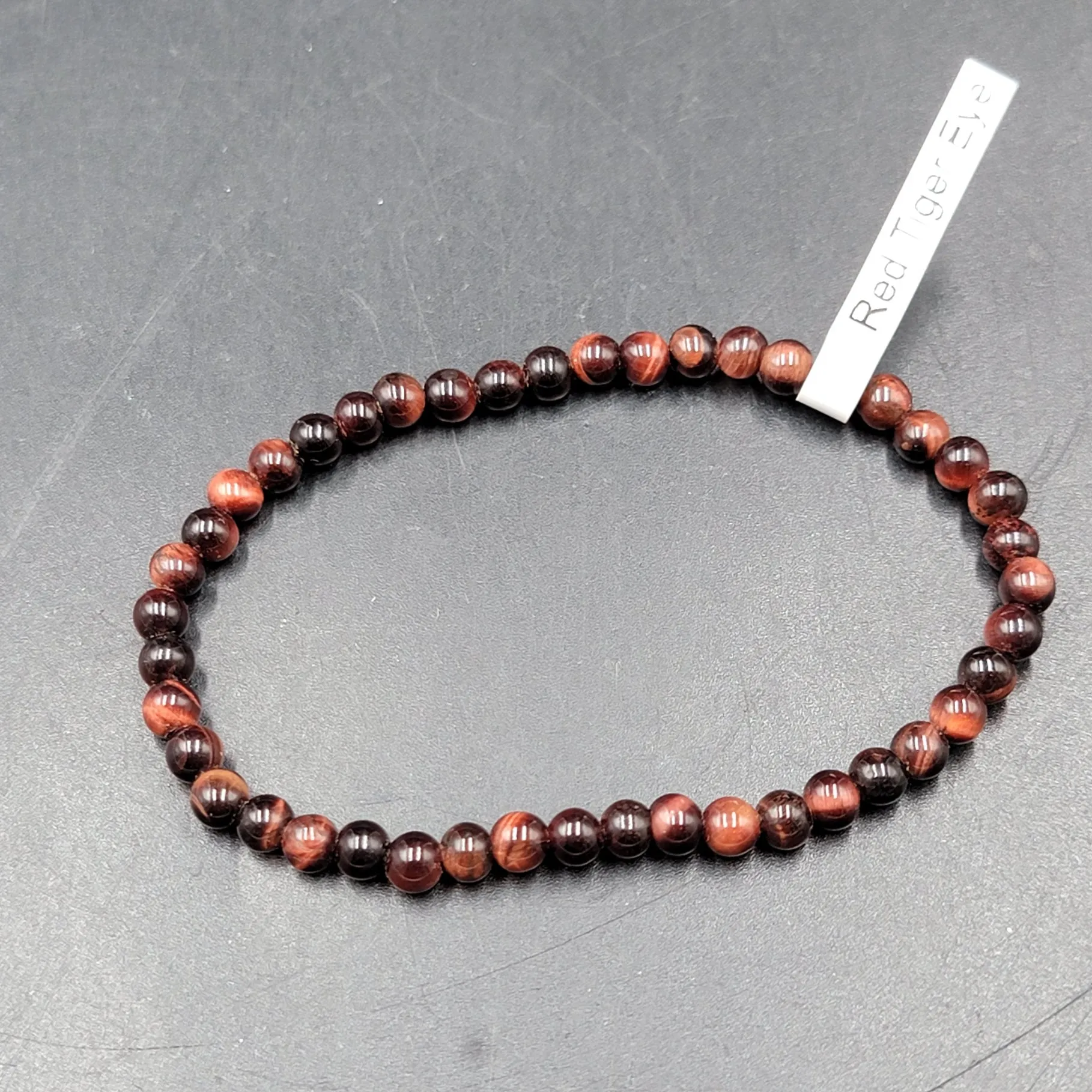 Red Tiger Eye Bead Bracelet 4mm