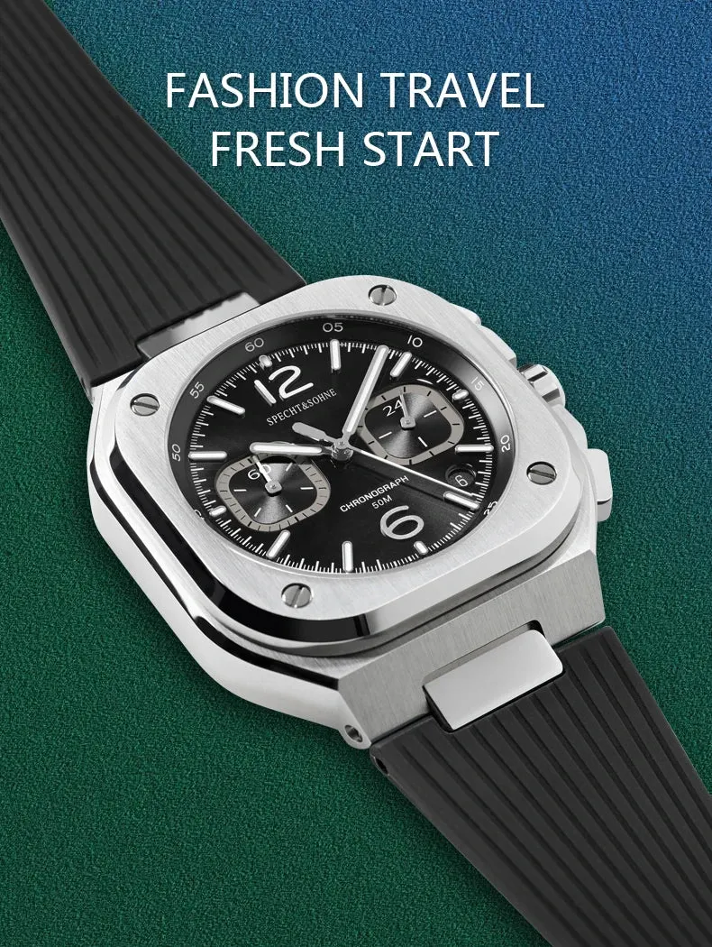 Relogio Masculino Specht&Sohne Quartz Watches For Men Luxury Brand Fashion Sports Watches Rubber Strap Sapphire 50M Waterproof