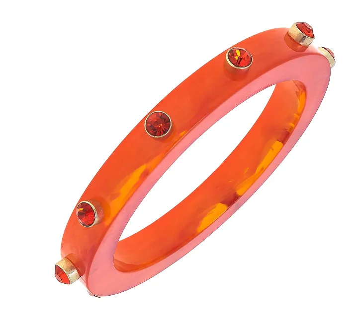Renee Resin and Rhinestone Bangle - Orange