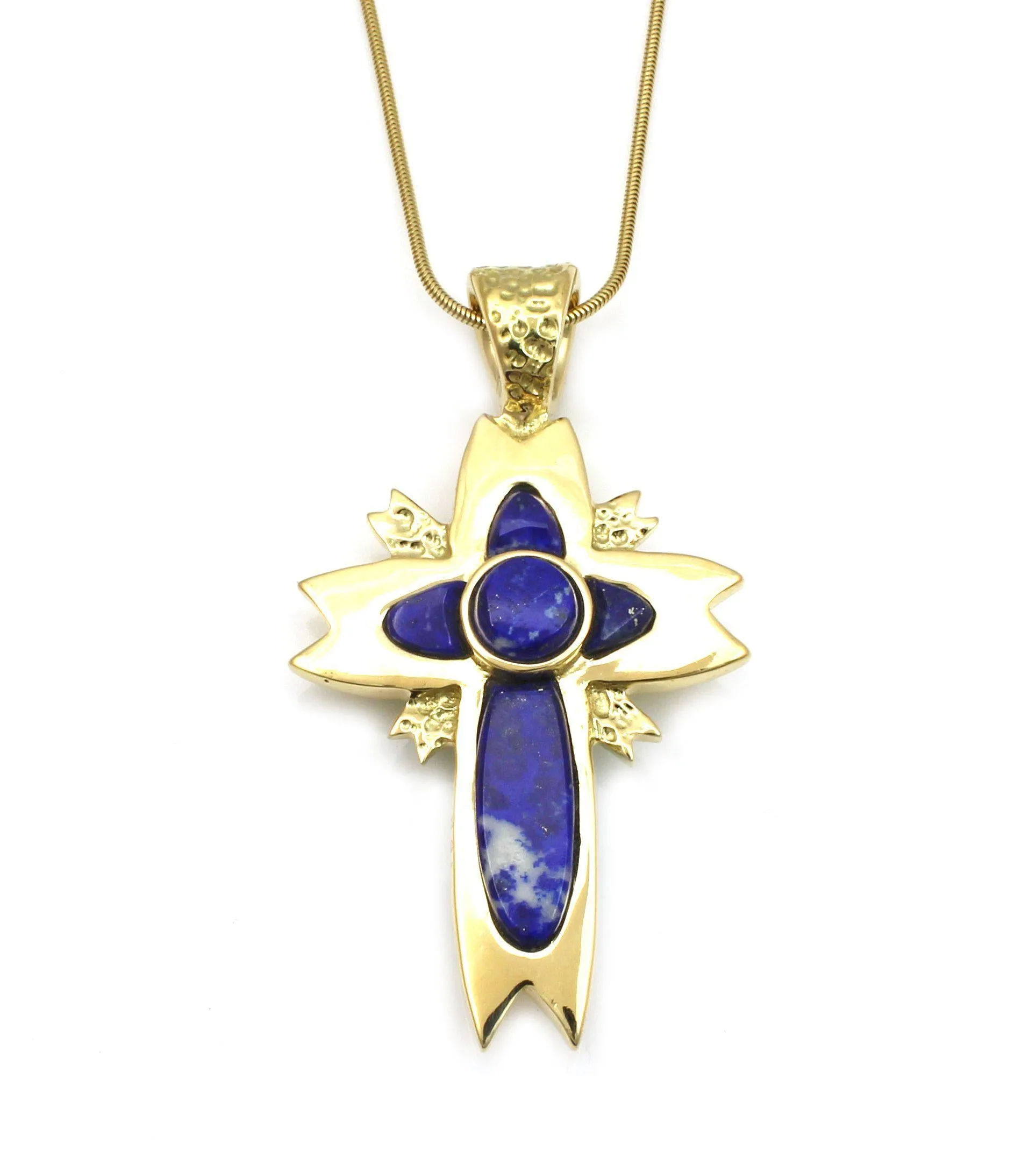 Reversible Gold Cherry Blossom Cross Pendant