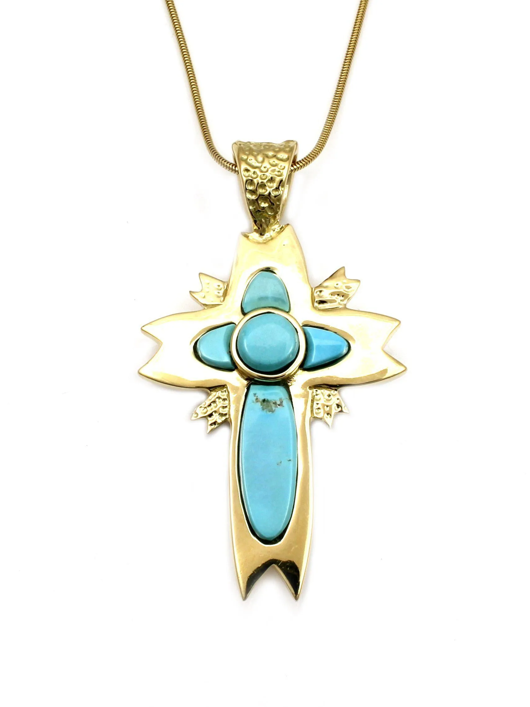 Reversible Gold Cherry Blossom Cross Pendant